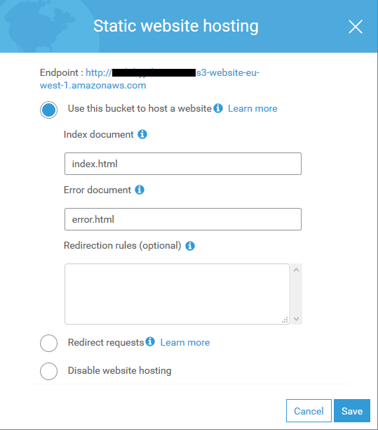 Static Hosting with Amazon S3 and Cloudfront